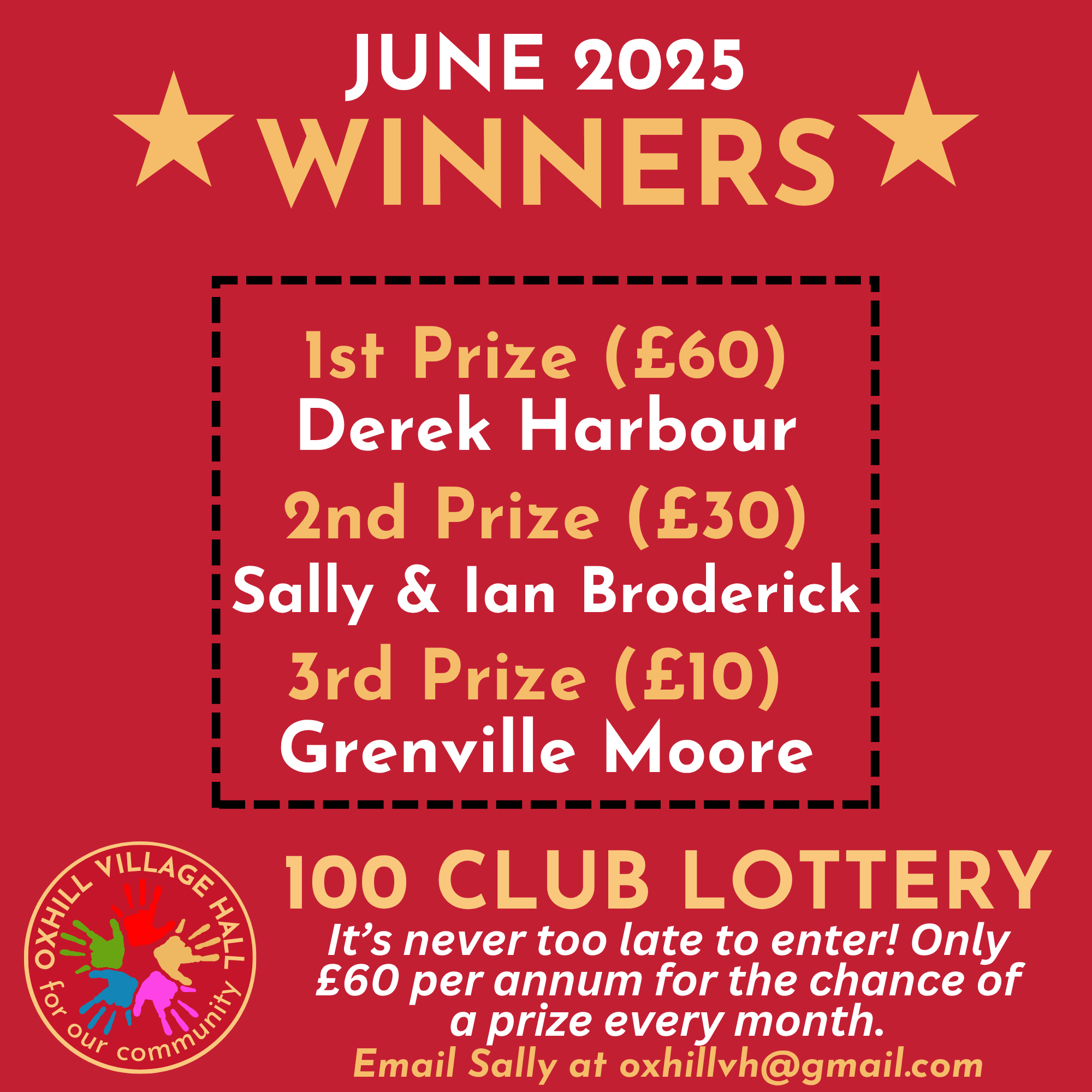 100 CLUB LOTTERY June winners